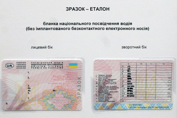 бланк водительского удостоверения