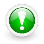 exclamation sign green circle glossy web icon on white background