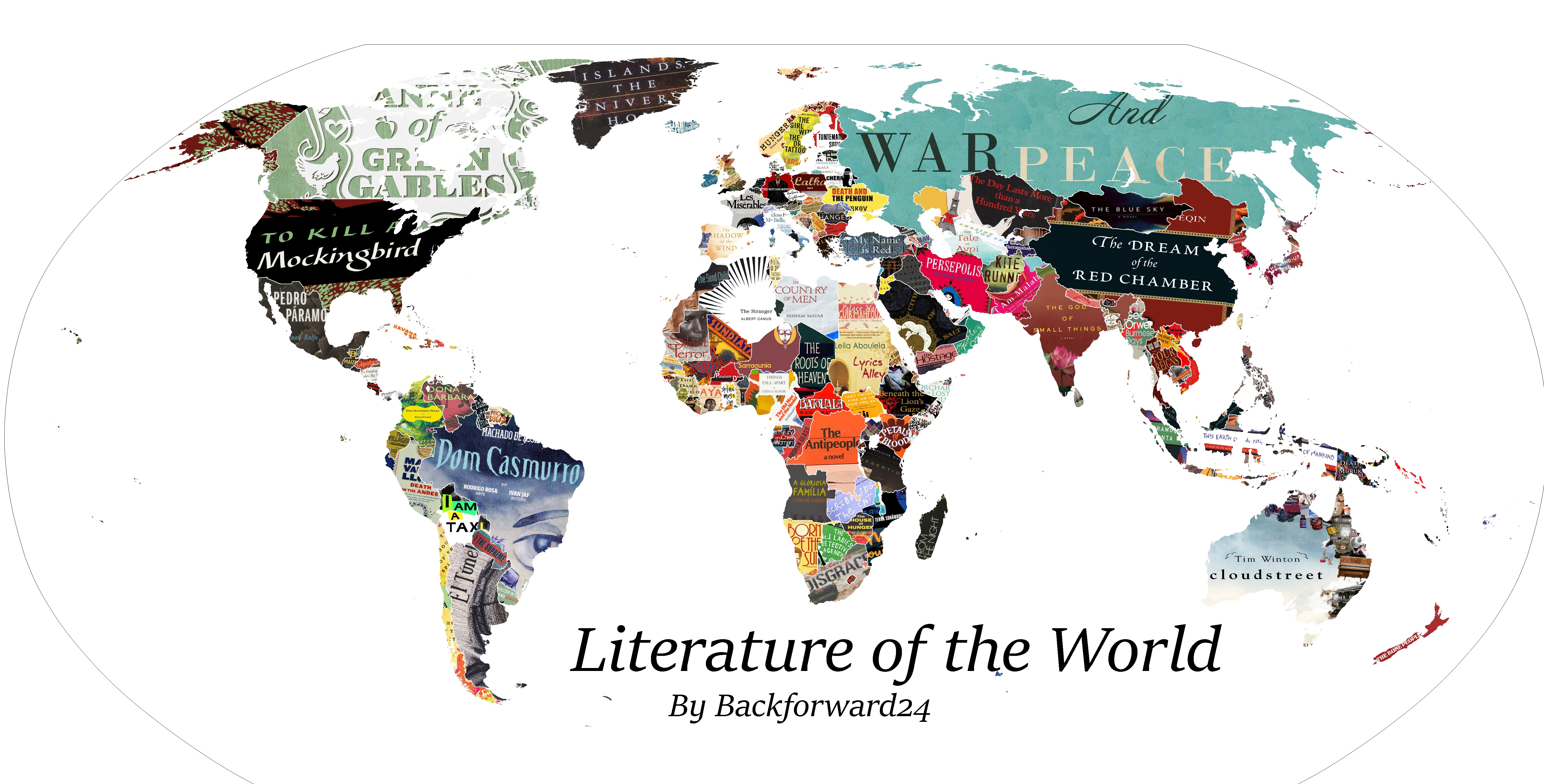 [Map] Literature Map of the World(5735×2913) - Imgur