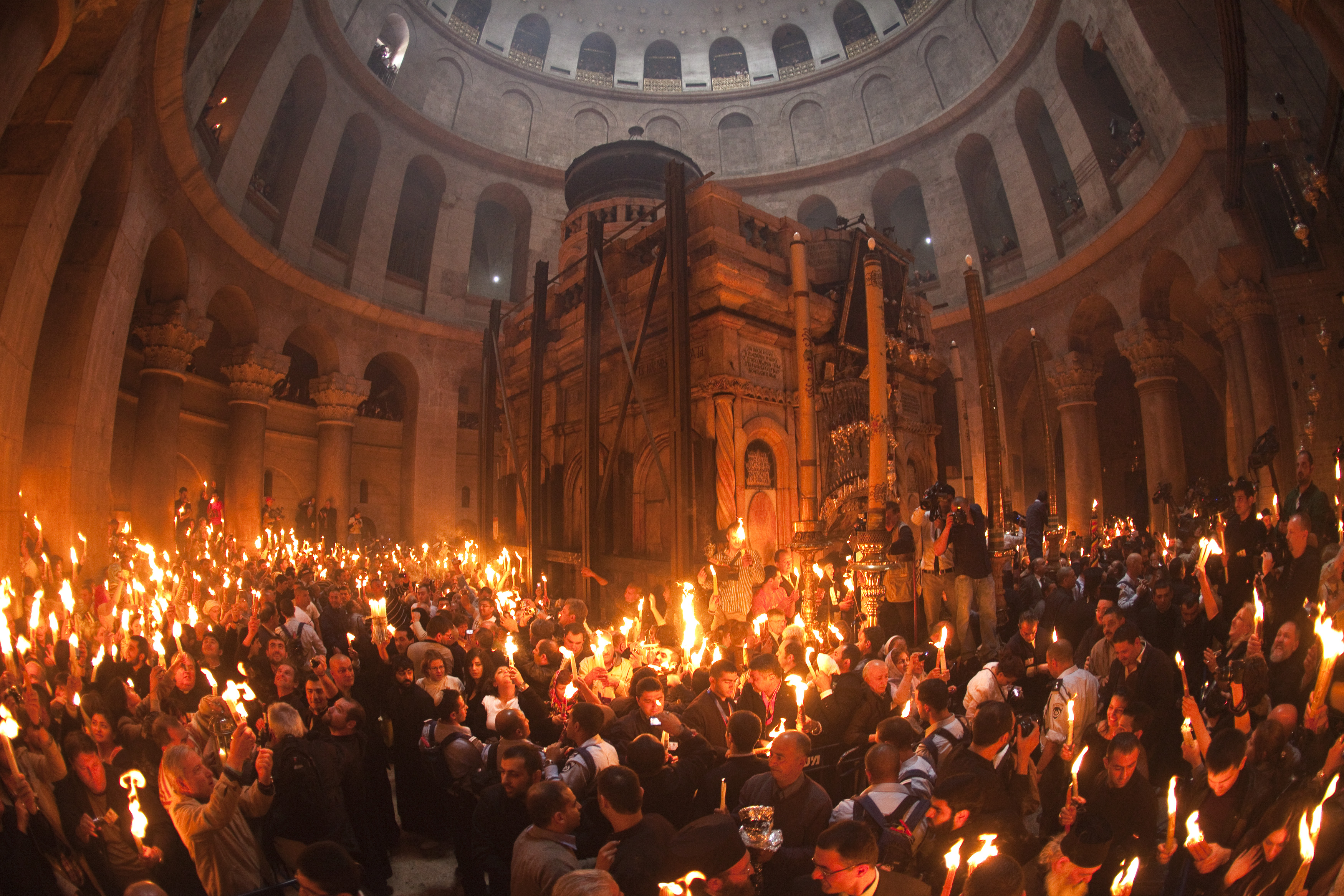 A general view of the Church of Holy Sepulchre during Christian Orthodox Holy Fire ceremony in Jerusalem's Old City