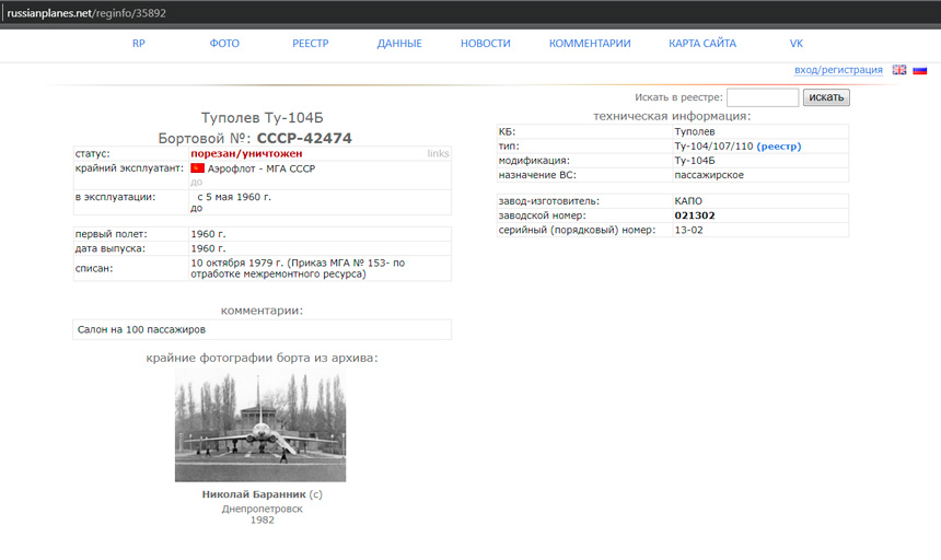 Новости Днепра про ТУ-104 в парке Глобы: самолет нашего детства