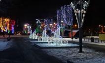 Мерцающие «фонтаны», яркие олени и деревья-фонари: как в Днепре украсили сквер Героев