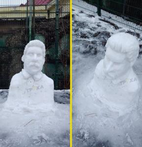 Новости Днепра про Снежный Сталин: вместо снеговика в Днепре слепили снегосталина (Фото)