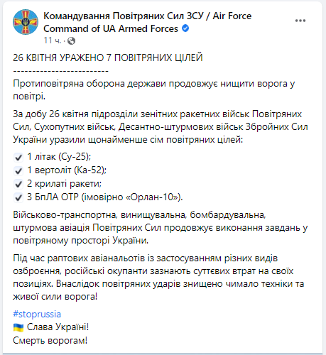 Новости Днепра про ВСУ ликвидировали за сутки 7 вражеских целей в небе Украины