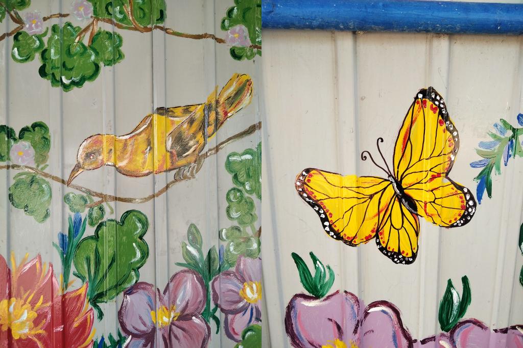 Новости Днепра про Яркие цветы и бабочки: юная никопольчанка превратила транспортную остановку в арт-объект