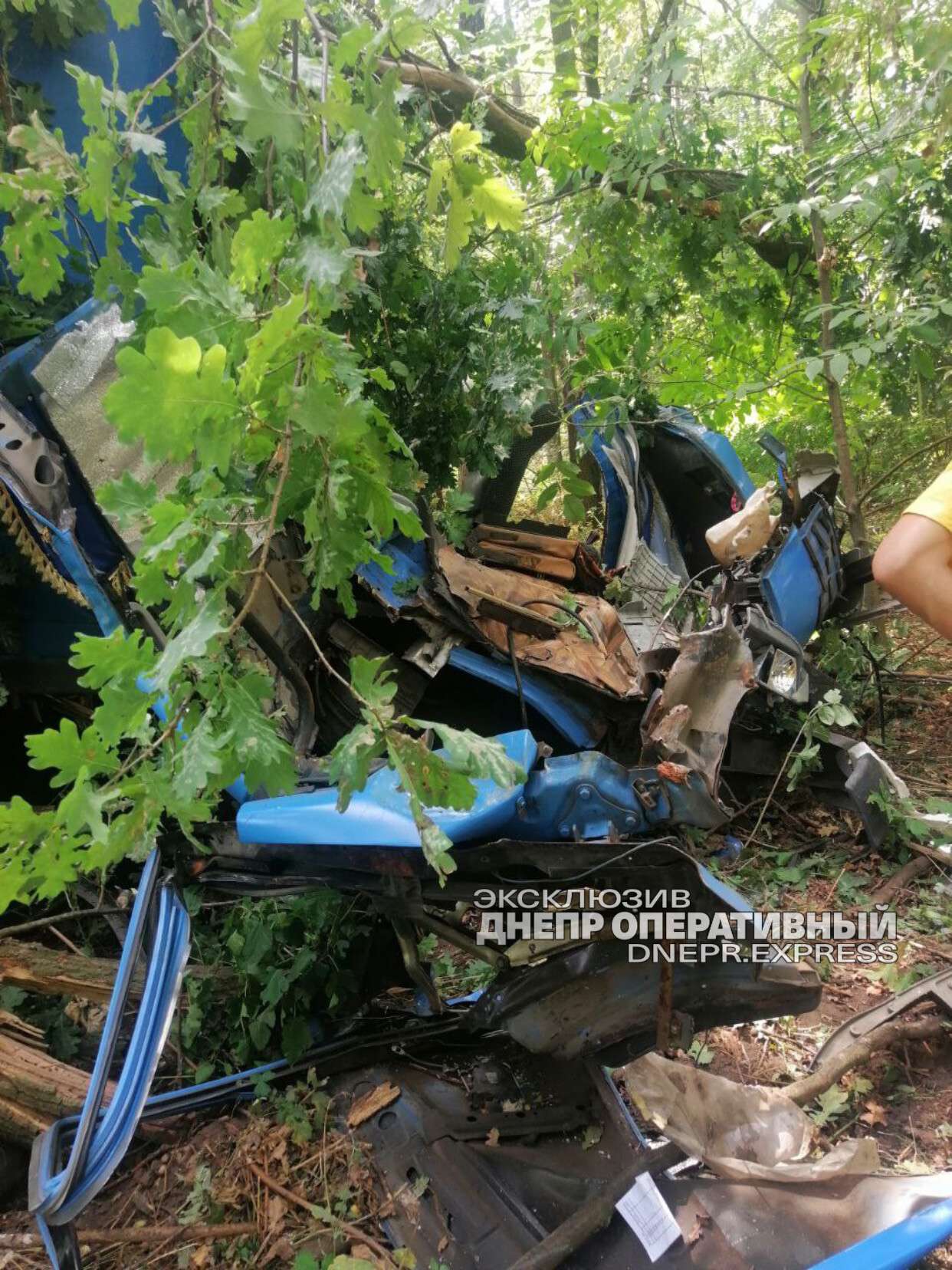 Новости Днепра про Під Дніпром вантажівка в'їхала в дерево: є постраждалі