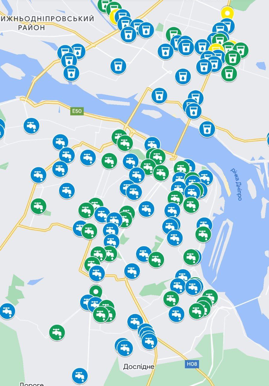 Новости Днепра про У Дніпрі з'явилася інтерактивна карта, де можна подивитися адреси свердловин та діжок з водою