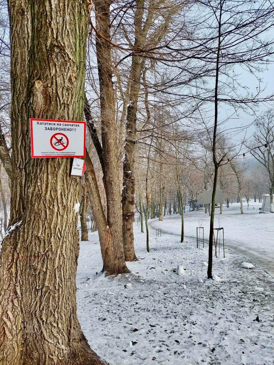 Новости Днепра про У парках Дніпра заборонили спускатися на санчатах або лижах