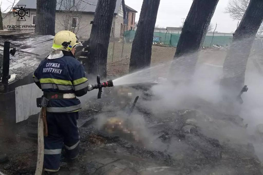 Новости Днепра про Під Дніпром у пожежі живцем згоріли свійські тварини