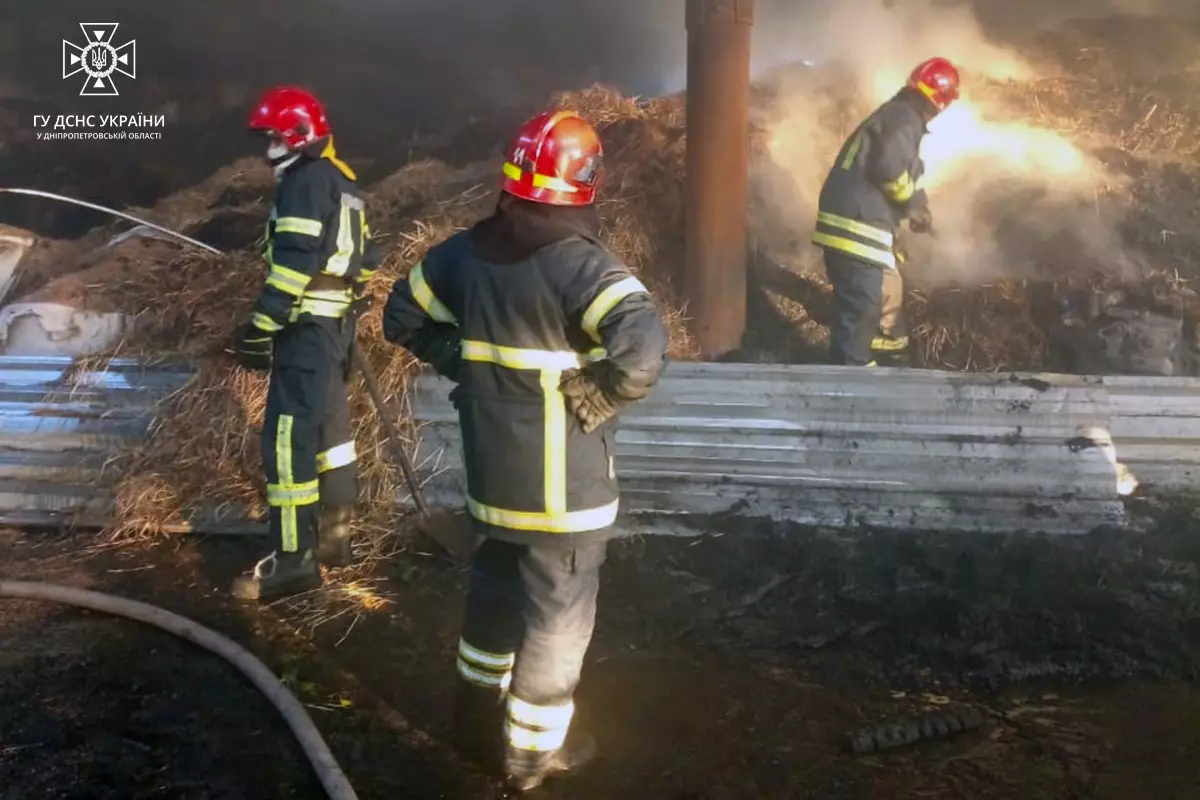 Новости Днепра про На Днепропетровщине горел ангар с урожаем: тушили почти три часа (ФОТО)