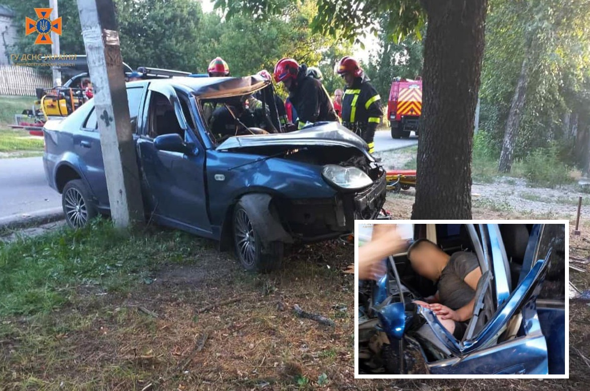 Новости Днепра про В Днепропетровской области водитель Geely не справился с управлением и врезался в дерево: его заблокировало в авто