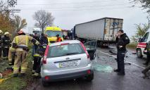На Дніпропетровщині зіткнулися фура та Ford: 75-річного водія затиснуло в салоні