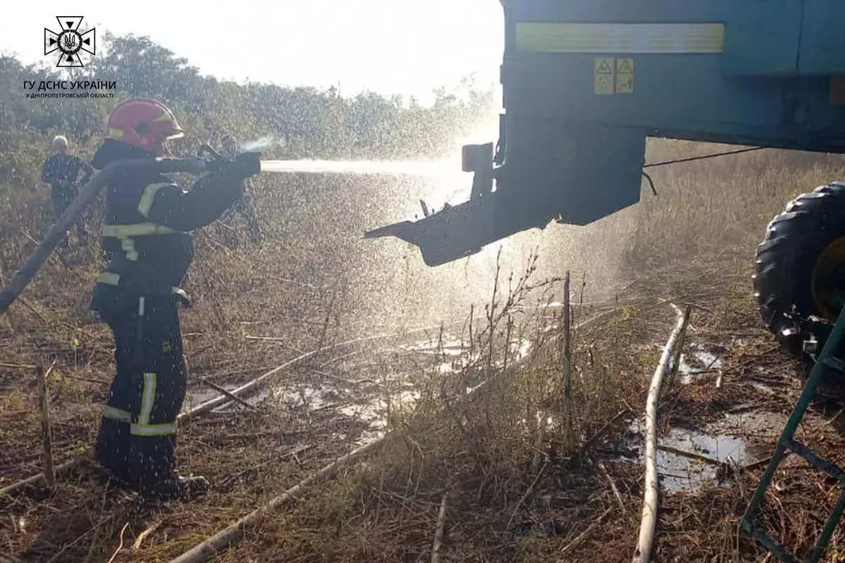 Новости Днепра про На Дніпропетровщині зайнявся комбайн: згоріли 3 тони насіння