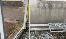 В Днепре на Набережной Победы ветром разбило стекло на остановке (ВИДЕО)