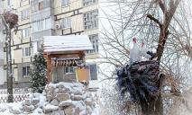 У Дніпрі на одному із житломасивів облаштували “українське” подвір’я: плетений тин, колодязь та гніздо з лелеками (ФОТО)