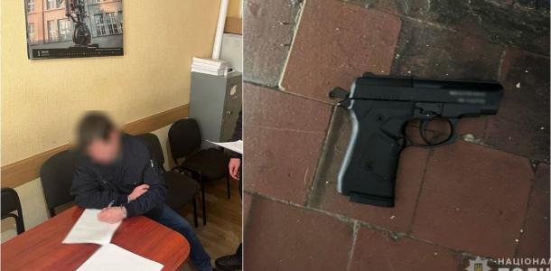 Житель Днепра угрожал продавщице продуктового пистолетом, а затем выстрелил в стену