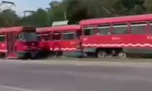 В Днепре на проспекте Богдана Хмельницкого столкнулись трамваи