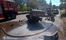 На Дніпропетровщині перекинувся Daewoo Lanos: водія деблокували рятувальники